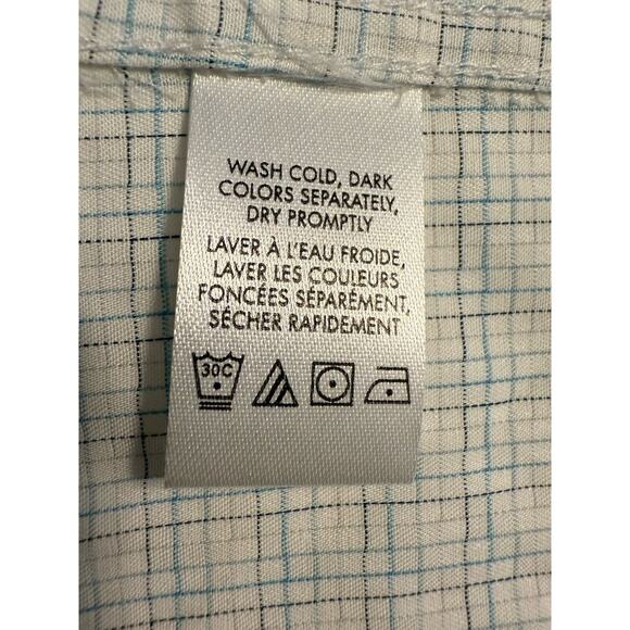 Calvin Klein NWT Plaid Cotton Flap Pocket Shirt White Blue L sustainable 77-16 - Picture 6 of 14